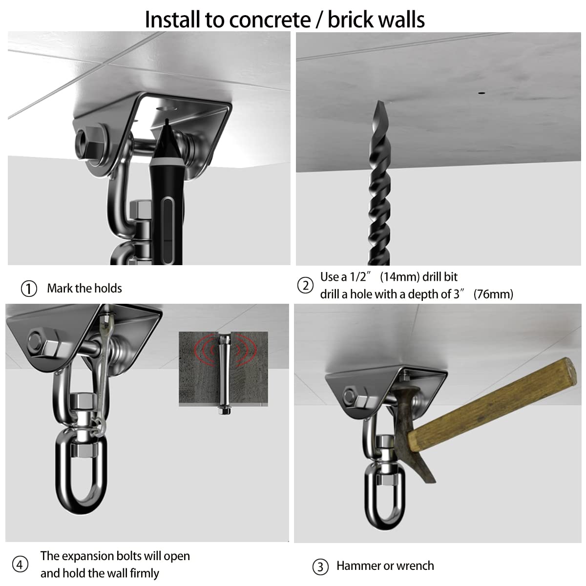 Velomill Hammock Hanging Kit, 1000 lb Capacity Heavy Duty 360° Rotate Swing Ultra Durable Hooks for Swing, Chair, Multiple Indoor Outdoor Gym Velomill