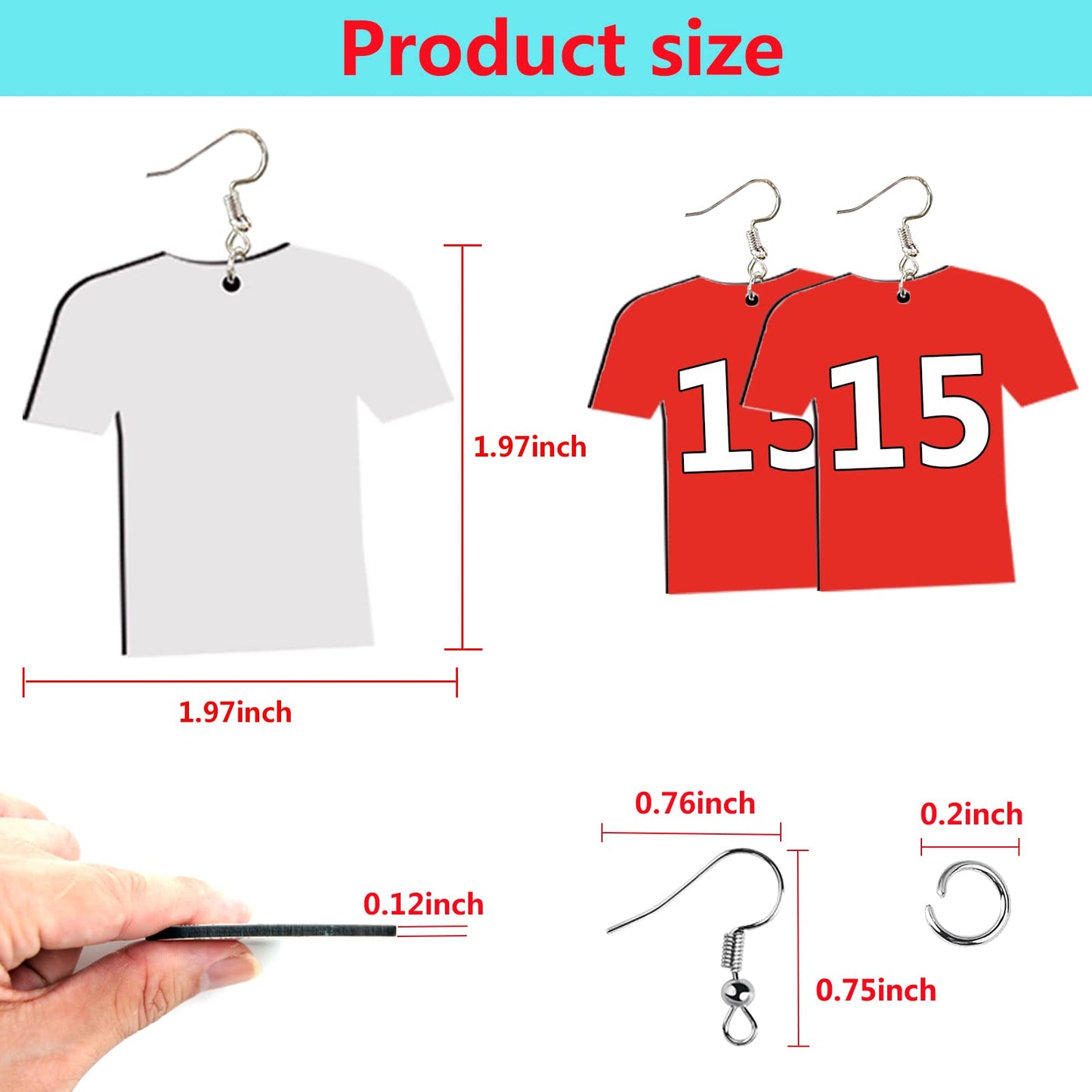 AiDiYGECO 144 Pcs Sublimation Earring Blanks Jewelry Earrings Wood MDF Sublimation Football Shirt Earrings Double-Sided with Earring Hooks and Jump Rings DIY Sublimation Earring Blank Bulk (Jersey)