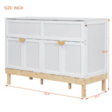 Queen Size Murphy Bed Cabinet Bed with USB Charging Station, Foldable Platform Bed Frame with Storage, White Merax