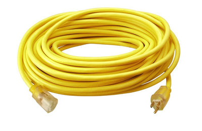 Southwire Outdoor Extension Cord, 100 Ft, 12 gauge 3 prong, Heavy Duty, SJTW Cord, Yellow, 2589