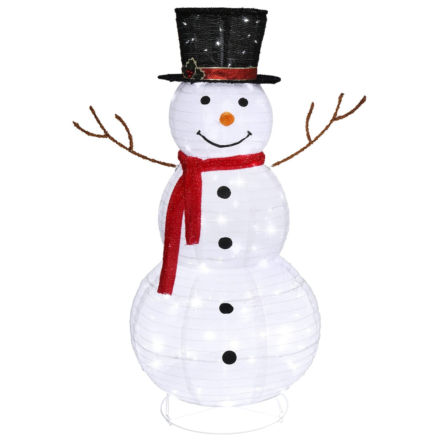 VINGLI Snowman Outdoor Christmas Decorations with 90 LED Lights, Lighted Snowman with Top Hat Holiday Ornaments Yard Decor for Home, Lawn and Front Yard-4 FT