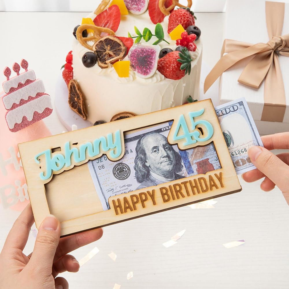 Personalized Wooden Birthday Money Envelope Custom Name Cash Envelope Money Wallet Happy Birthday Envelope Gift Card Holder Birthday Money Gift DIY Getname Necklace