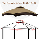 SCOCANOPY Replacement Top for Lowe's Allen Roth 10X12 Gazebo Model #GF-12S004B-1/#GF-12S004BTO/#TPGAZ17-002C (Khaki) SCOCANOPY