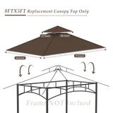 COVBOARD Grill Gazebo Replacement Top, 5 * 8 Outdoor BBQ Top Cover, Double Layer BBQ Gazebo Top Canopy for Model #L-GG001PST-F(Brown) COVBOARD