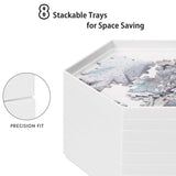 Becko US Stackable Puzzle Sorting Trays Jigsaw Puzzle Sorters with Lid Puzzle Accessory for Puzzles Up to 1500 Pieces, 8 Hexagonal Trays (White) Becko US