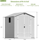 Patiowell 6x6 FT Outdoor Storage Shed with Floor - Resin Tool Shed with Lockable Door & 2 Windows, Easy Assembly for Garden, Backyard, Lawn Equipment, Light Grey Patiowell