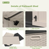 Patiowell 26 cu.ft Plastic Outdoor Storage Shed, Lockable Waterproof Resin Outdoor Storage Cabinet Tool Shed for Garden Tools, Garbage Cans, Pool Supplies, Beige(Not Include Shelves) Patiowell
