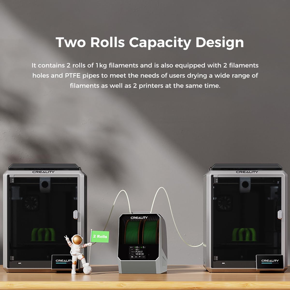 2024 Official CREALITY Space Pi Filament Dryer Plus, 2 Spools 360° 160W PTC Fast Heating 3D Printer Filament Dryer Box, 4'' LCD Touch Screen, One-Key Set 3D Filament Dehydrator for PLA PETG ABS TPU Creality