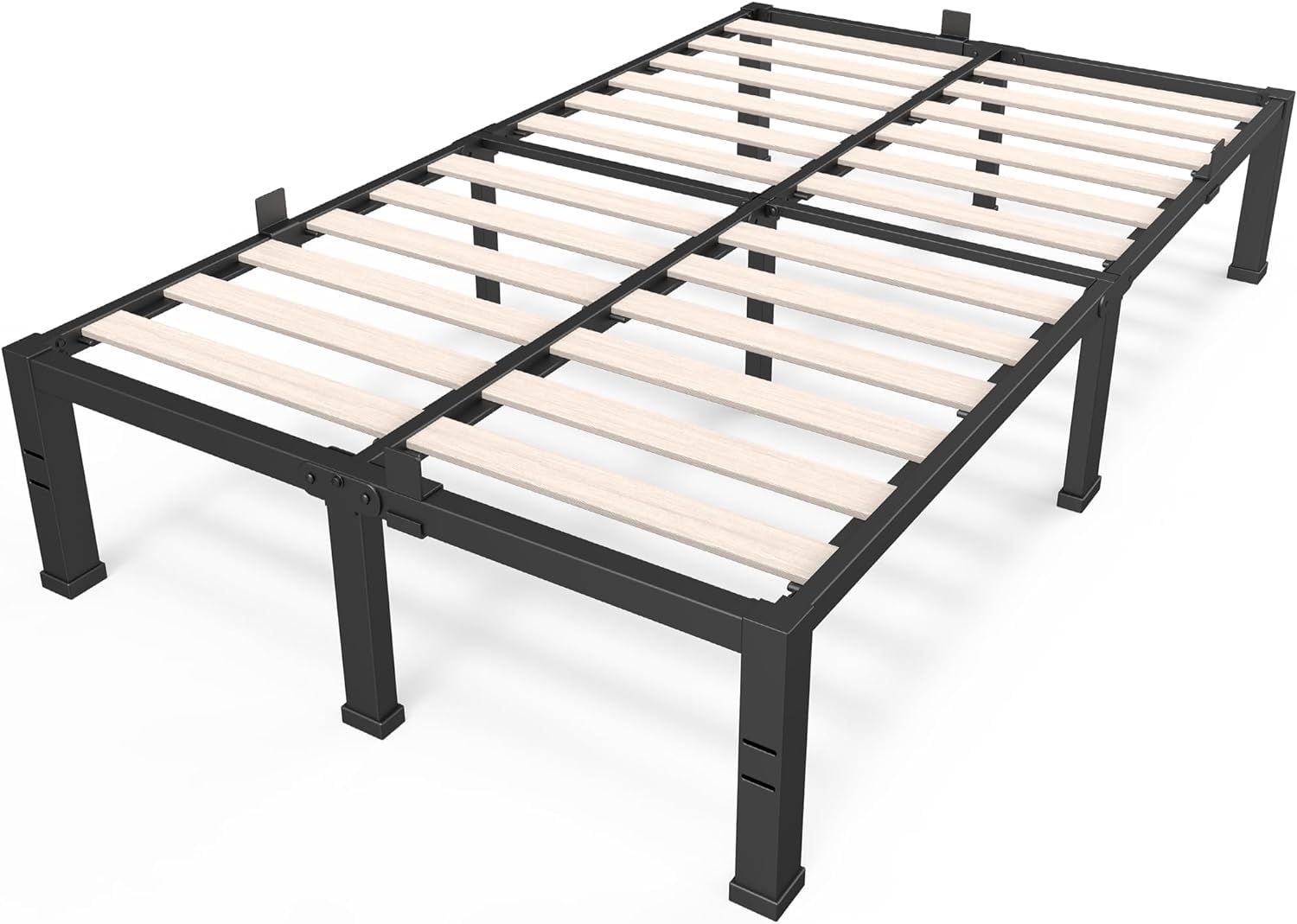 ROIL 18 Inch Heavy Duty King Bed Frame with Wooden Slats and Under-Bed Storage - WoodArtSupply