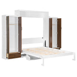 Harper & Bright Designs Full Size Murphy Bed, Wooden Full Wall Bed with Closet, Drawers and Desk, White Harper & Bright Designs