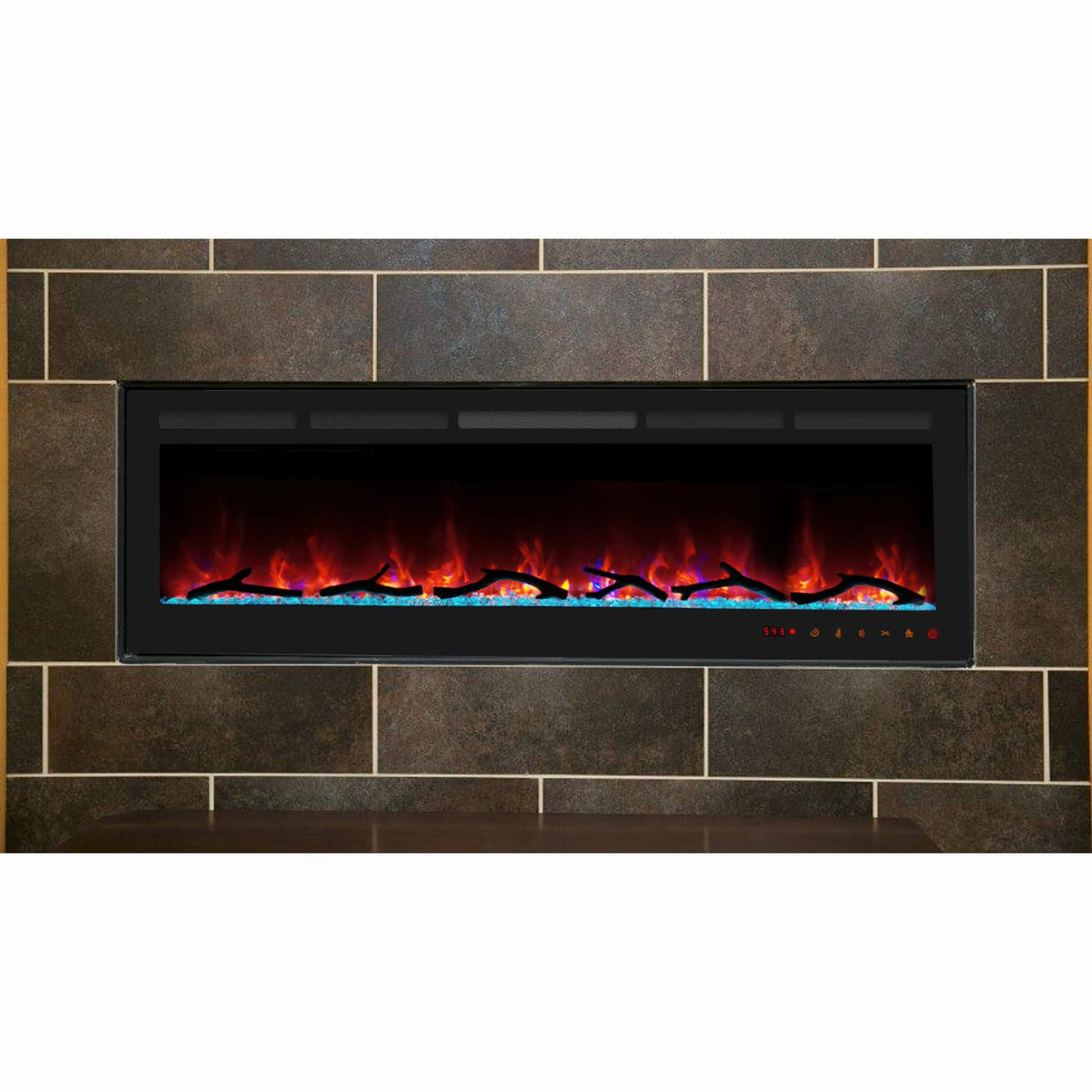 Cheerway 72 Inch Electric Fireplace, Recessed Fireplace Insert and Wall Mount Fireplace Heater with Remote & Touch Control, Adjustable Flame Color & Brightness, Log Set & Crystals, Child Lock & Timer Cheerway