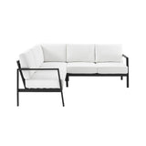 Linon Greyton Black Aluminum Frame Outdoor Sectional with White Removable Cushions Linon