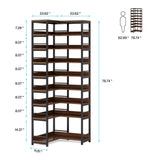 Tribesigns 9 Tiers Corner Shoe Rack, Tall Vertical Shoe Rack Organizer, Free Standing Large Shoe Storage Shelf for Entryway Hallway Closet, Space Saving, Rustic Brown Tribesigns