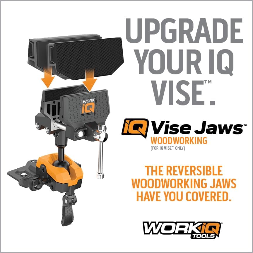 Work IQ Tools Woodworking Vise Jaws | Reversible Multi-Functional Jaws | Expanded Jaw Height and Width for Secure Grip on Fine Hardwood and Molding | Compatible with IQ Vise - WoodArtSupply