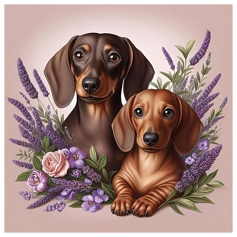 Sanjee Dogs Diamond Art Kits for Adults, Diamond Painting Kits for Beginner, 5D DIY Round Full Drill Gem Art Crafts for Home Wall Decor Gift, 12x12inch Sanjee