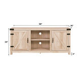 Walker Edison Georgetown Modern Farmhouse Double Barn Door TV Stand for TVs up to 65 Inches, 58 Inch, White Oak Walker Edison