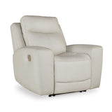 Signature Design by Ashley Mindanao Contemporary Leather Match Upholstered Power Recliner with Adjustable Headrest and USB Ports, Light Gray Signature Design by Ashley