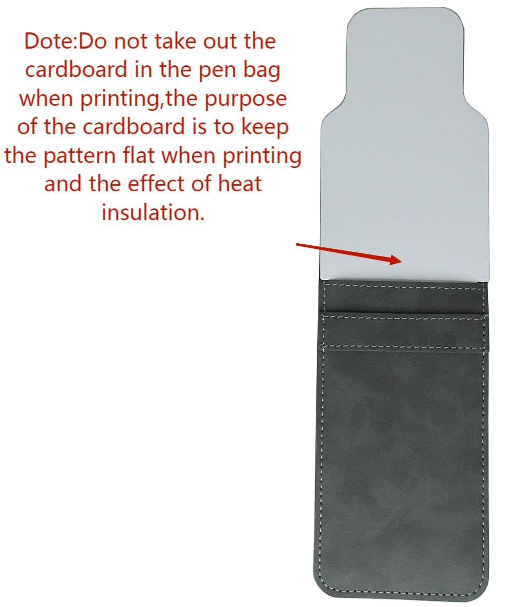 Yongkang Sublimation Pen Bag Pen Sleeve 3 Pieces (Blank Leather + Colored Leather) Capacity of 1-5 pens DIY Process (Gray)