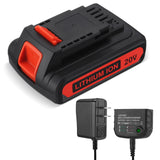 LBXR20 20V 3.0Ah Replacement for Black and Decker 20V Lithium Battery LB20 LBX20 LBXR20-OPE LBXR2020-OPE LB2X4020-OPE LBXR20B-2 LST220 LST300,with 16V/20V Multiple Volt Output Battery Charger ORHFS