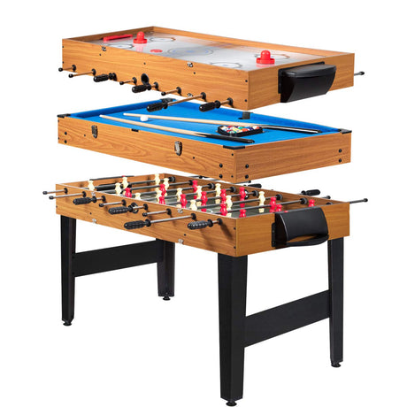 Giantex Multi Game Table, 3-in-1 48" Combo Game Table w/Soccer, Billiard, Slide Hockey, Wood Foosball Table, Perfect for Game Rooms, Arcades, Bars, Parties, Family Night Giantex