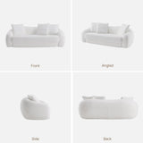 SICOTAS 90.6" Curved Convertible Sofa Couch Bed for Living Room Futon Cloud Boneless Sleeper Sofa Pull Out Floor Couch with Deep Seat Modern 3 Seater Foam Bed No Assembly for Bedroom Apartment, White SICOTAS