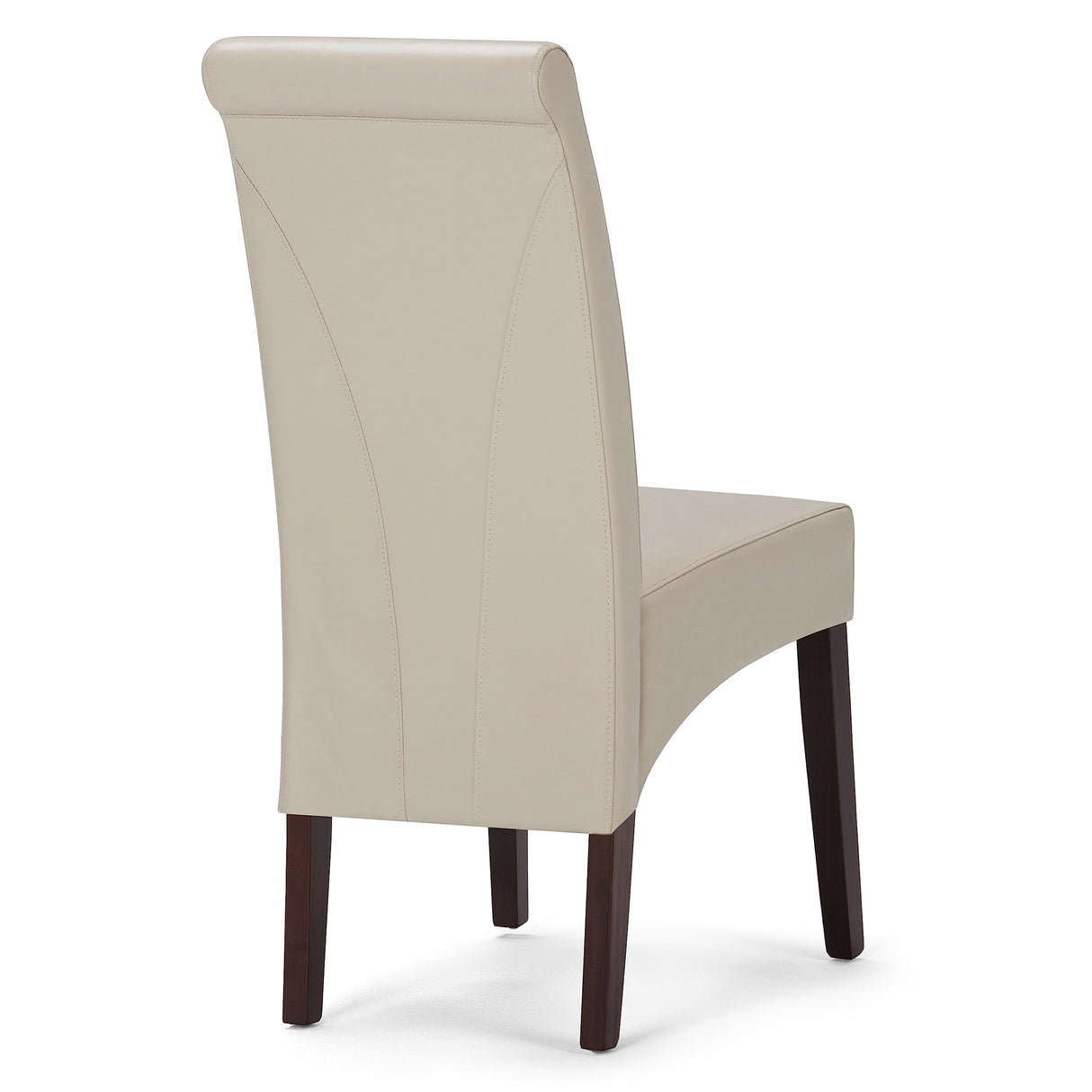 SIMPLIHOME Avalon Deluxe Parson Dining Chair (Set of 2), Satin Cream Faux Leather and SOLID WOOD, Square, Upholstered, For the Dining Room, Transitional Modern SIMPLIHOME