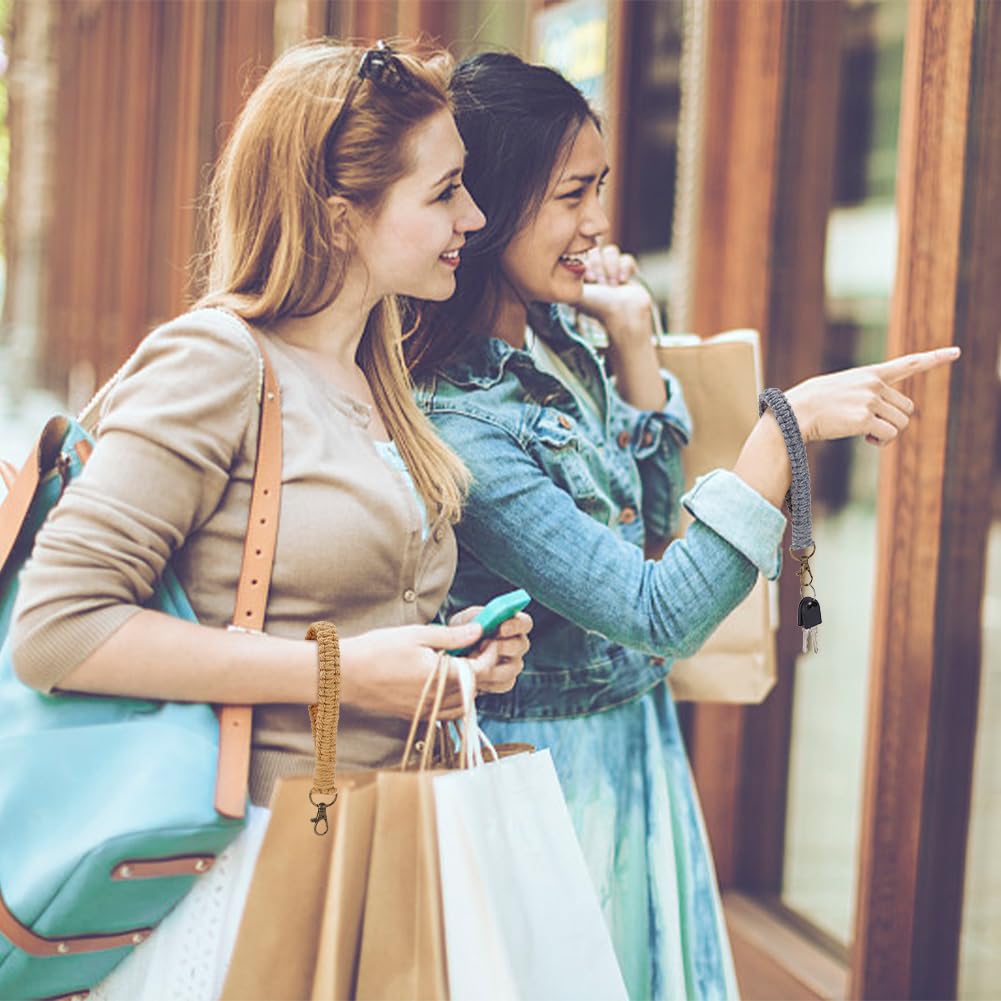 INFUNLY 8 Sets Macrame DIY Wristlet Keychain Kits with Update Instruction Macrame Cord Knotting Kits for Adults Beginners Boho Macrame Keychain Kit Includes Key Rings for Key Gift Macrame Beginners INFUNLY