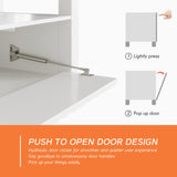 WAMPAT Large TV Stand for 95 Inch TV, White Entertainment Center for 80-100 Inch TV with LED Light & Cubby, White Television Stands with Faux Marble Tabletop for Living Room Bedroom Office WAMPAT