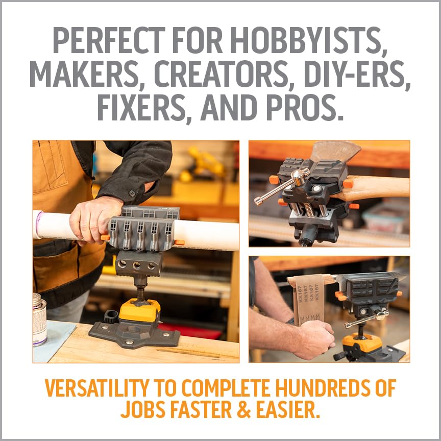 IQ Vise | 360° Articulating Bench Vise Made From Steel & Cast Aluminum w/ 8-Position Locking Ball & Socket | Woodworking Vise Handles Up To 130ft-lbs of Torque | Pipe Vise With Double Sided Jaws WORK IQ TOOLS