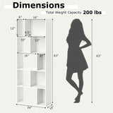Nightcore 63” Tall Freestanding Display Shelf, 5-Tier Geometric Bookcase with 10 Storage Cubbies, Anti-toppling Devices, Modern Bookshelf for Living Room, Bedroom, Home Office, White WoodArtSupply