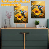 MXCFZX Flowers Paint by Numbers kit for Adults/Beginner (with Framed) - Hummingbird and Sunflower Small Easy Acrylic Paint by Number Kits on Advanced Canvas 12x16 in, Paint Crafts for Home Decor MXCFZX