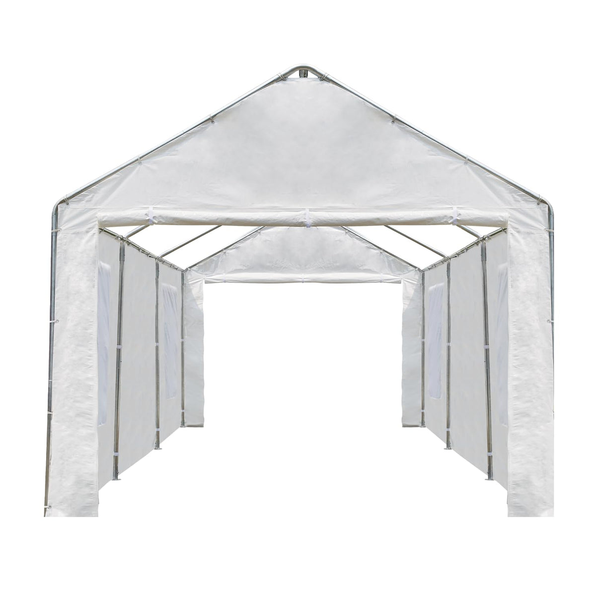 MELLCOM 10 x 20ft Carport Replacement Canopy Cover Side Wall with Window,Garage Tent Shelter Waterproof & UV Protected,White (Top and Frame Not Included) MELLCOM