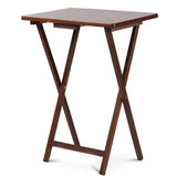 PJ Wood Multifunctional Rectangular Folding and Collapsible Solid Wood TV Tray Snack Tables with Compact Storage Rack, Set of 2, Black PJ Wood