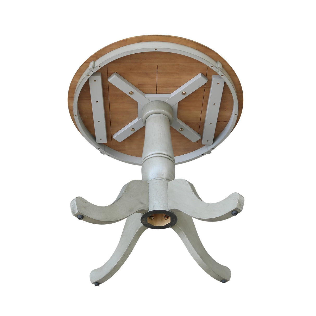 IC International Concepts International Concepts 30-inch Round Top Pedestal Dining Height Table, Distressed Hickory/Stone IC International Concepts