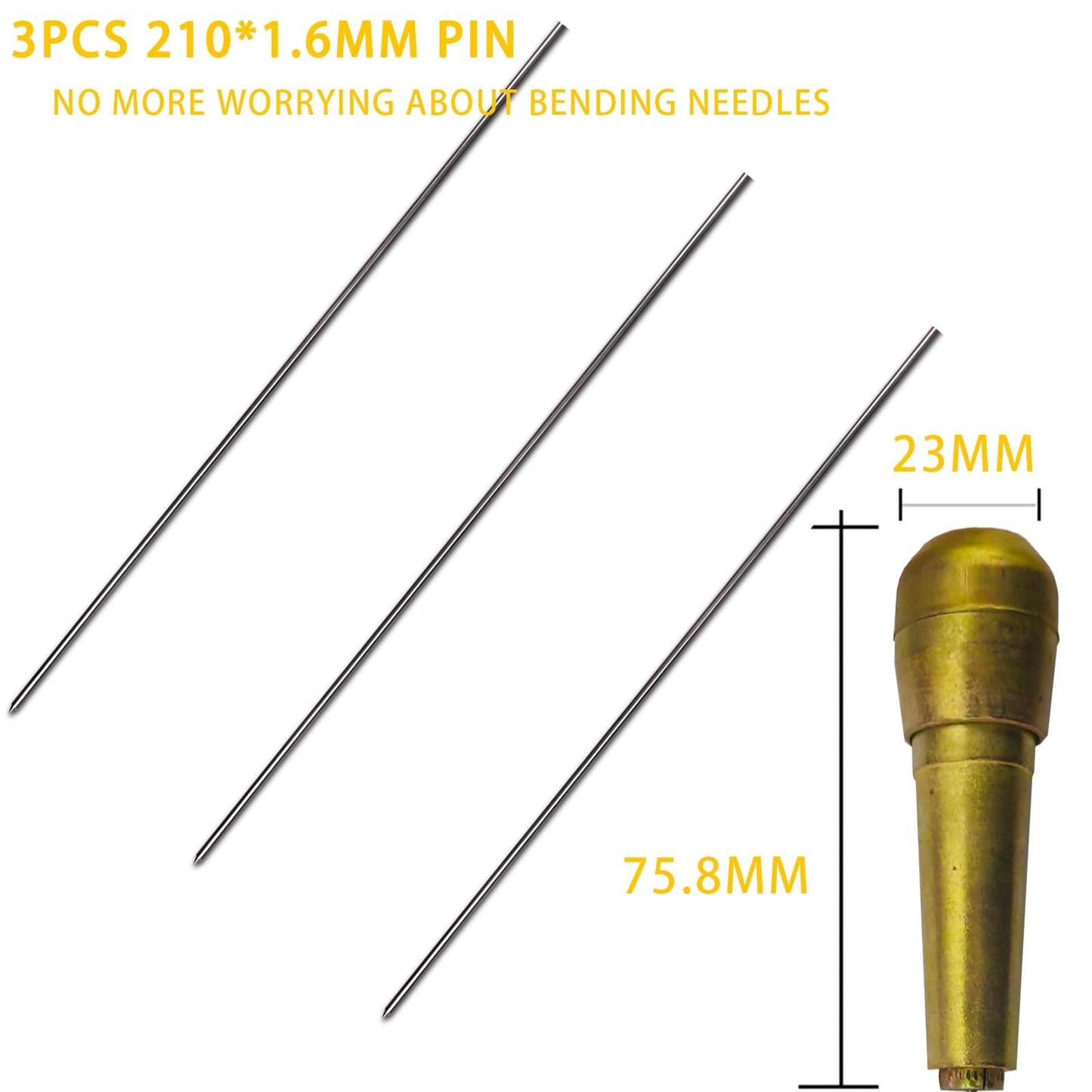 Asbrot Upgrade 3P - Poke Pin Pusher, 3D Printer Nozzle Cleaning Kit, Zinc Alloy Handle with 3 Pin, Must-Have Cleaner for Printing Extruder, Clearing Filament Clog Tool, Dia 1.6mm by L 210mm N - WoodArtSupply