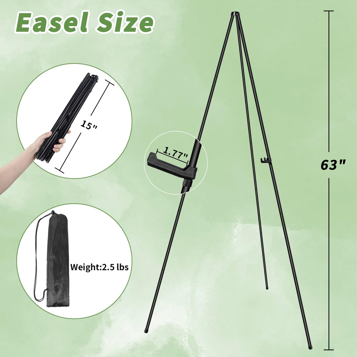 PUJIANG 6 Pack Easel for Display, Foldable Easel Stand, Metal Easels for Displaying Pictures, 63" Easels for Signs Wedding Poster Sign Holder, Art Easel for Painting with Case PUJIANG