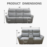 Plithzy Power Recliner Sofa Set Breathing Leather Living Room Furniture 2 Piece Reclining Couches with LED, USB Charging Ports, Cup Holder and Storage (Sofa+Loveseat, Light Grey) Plithzy