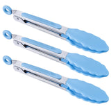 MSY BIGSUNNY Kitchen Food Tongs - 7" Mini Silicone Serving Tongs - Set of 3 (Blue) MSY BIGSUNNY