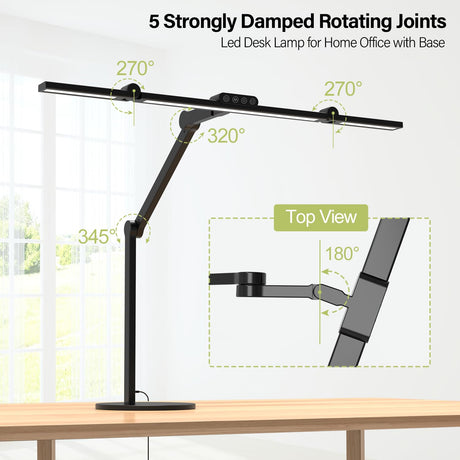 Micomlan Architect Desk Lamp with Atmosphere Lighting, Adjustable Led Desk Light for Home Office with Base, 24W Bright Auto Dimming Table Light with Rotatable Swing Arm for Workbench Computer Micomlan