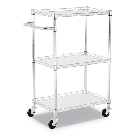 Alera ALESW322416SR 24 in. x 16 in. x 39 in. 450 lbs. Capacity 3-Shelf Wire Cart with Liners - Silver Alera