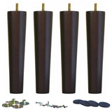 WEICHUAN Round Solid Wood Dark Walnut Finish Replacement Sofa Couch Chair Ottoman Loveseat Coffee Table Cabinet Furniture Wood Legs Wood Furniture Legs(10" Set of 4) WEICHUAN