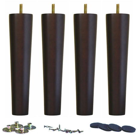 WEICHUAN Round Solid Wood Dark Walnut Finish Replacement Sofa Couch Chair Ottoman Loveseat Coffee Table Cabinet Furniture Wood Legs Wood Furniture Legs(10" Set of 4) WEICHUAN