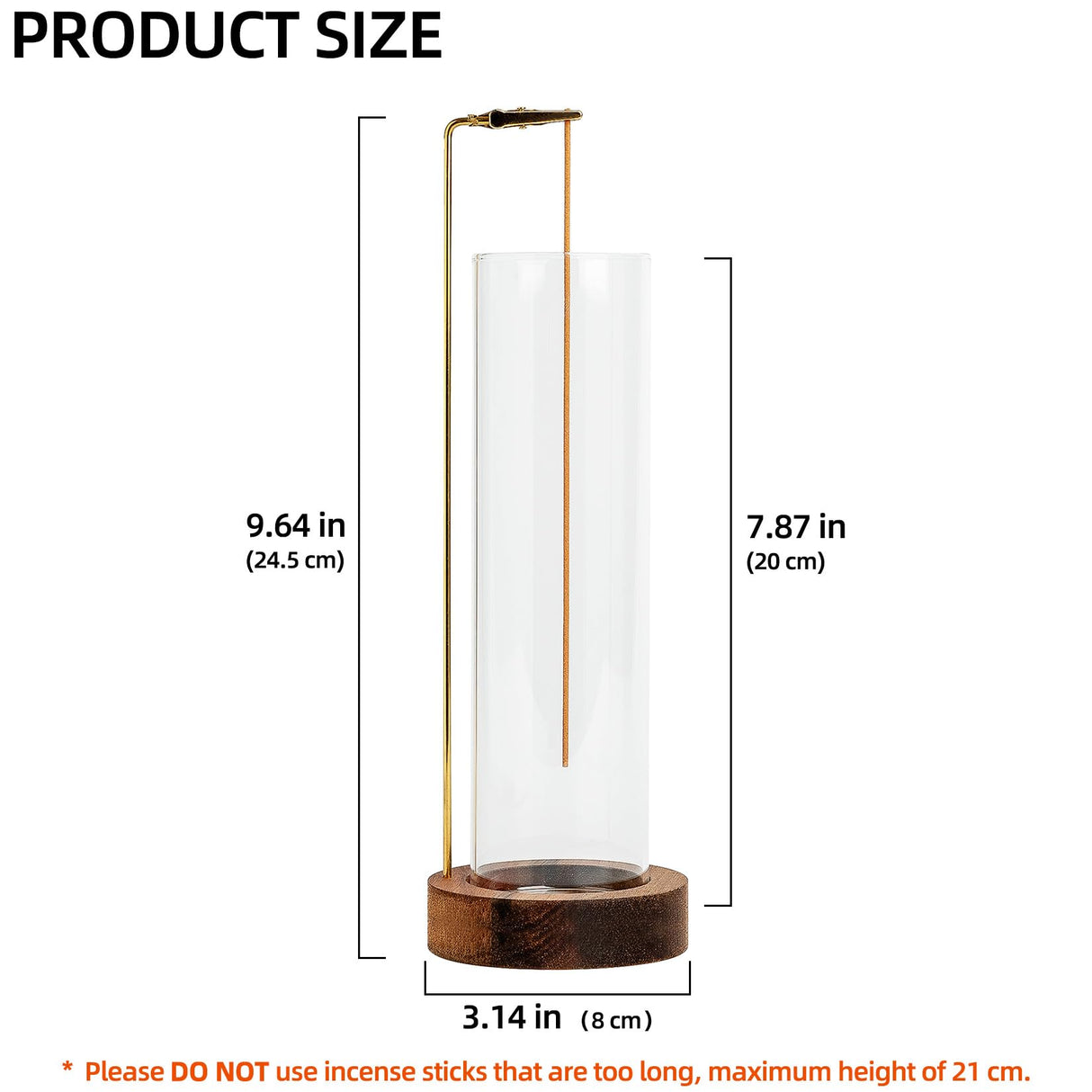Incense Holder for Sticks, Anti-Ash Flying Incense Burner with 30 Incense Sticks, Detachable Glass Ash Catcher (Wood, Brown) GARMOLY
