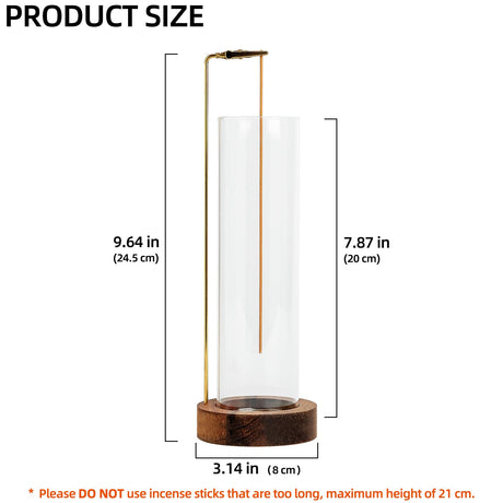 Incense Holder for Sticks, Anti-Ash Flying Incense Burner with 30 Incense Sticks, Detachable Glass Ash Catcher (Wood, Brown) GARMOLY