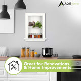 AdirHome Recessed Wall Mount Storage Cabinet – Sturdy Fully Assembled Wooden Utility Storage Shelf – Ideal for Home Kitchen, Bathroom, Laundry, Medicine Cabinet (White) AdirHome