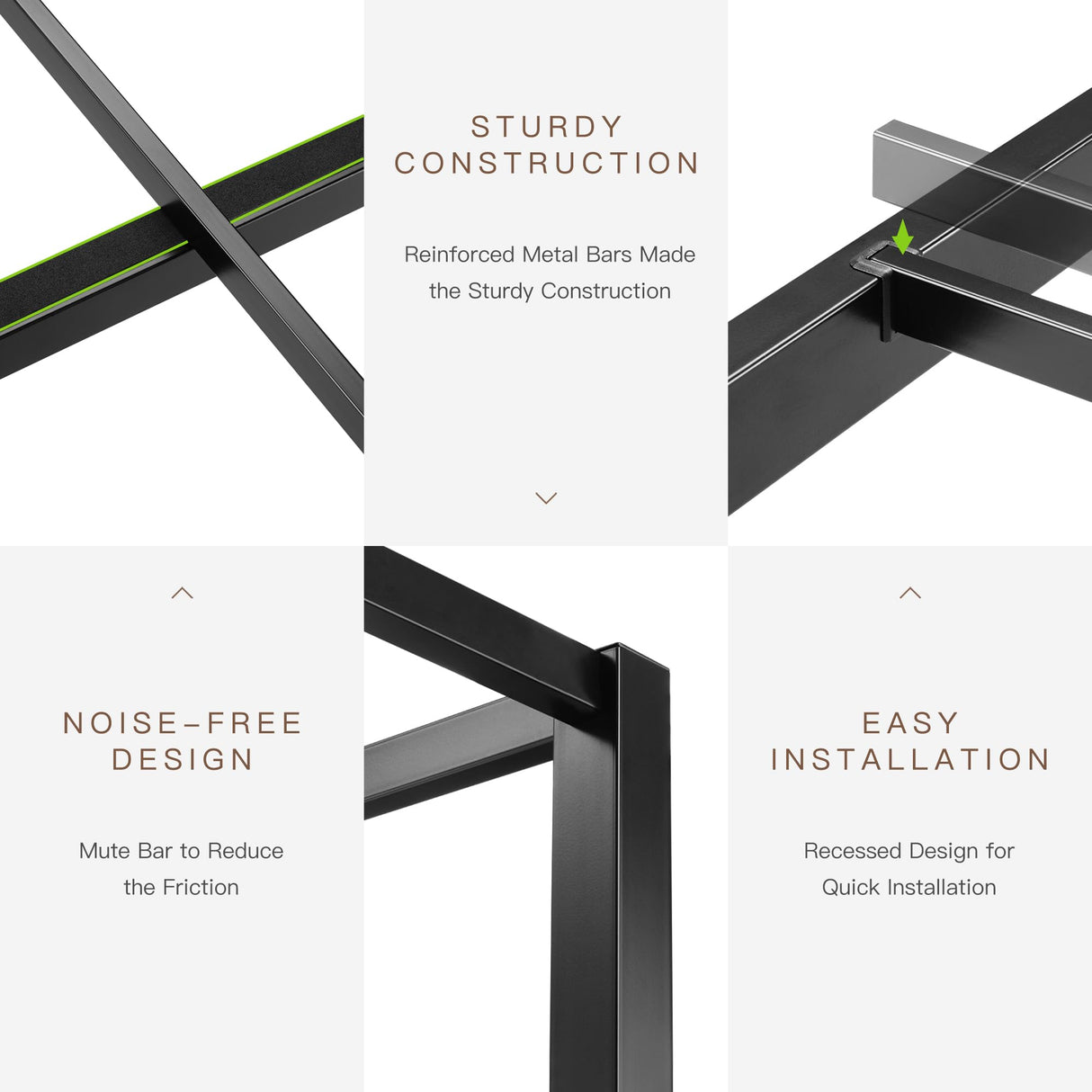 ikalido Queen Size Metal Canopy Bed Frame, Modern Four-Poster Platform Bed Frame, Mattress Foundation, Under-Bed Storage Space, No Box Spring Needed, Black ikalido