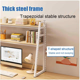 JXCAA Ladder Bookcase for Computer Desk, 2-Tier, 3-Tier, Dorm Room Desk Hutch, Desktop Bookshelf Organizer, Steel Frame, with Installation Tools, Dark Walnut, H 65/90 Cm JXCAA