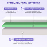 King Size Mattress Fiberglass Free 6 Inch Green Tea Cooling Gel Memory Foam Mattress in a Box,Medium-Firm,Pressure Relief&Temperature Regulation,CertiPUR-US Certified,White PayLessHere