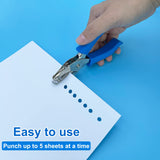 Single Hole Punch 1/4” Paper Hole Puncher for Crafts, One Hole Puncher with Blue Soft Grip Handle for Kids and Adults, Handheld Circle Punch for Paper Crafts in Home, Office, Classroom MECHEER