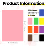 Harloon 500 Sheets Colored Construction Paper Bulk Heavyweight Construction Paper A4 Size Thick Cardstock for DIY Craft Supplies, 120 GSM Harloon